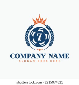 Football Logo On Letter 7 Template. Sports Icon On 7 Letter, Initial Football, Sports Sign Concept