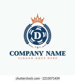 Football Logo On Letter D Template. Sports Icon On D Letter, Initial Football, Sports Sign Concept