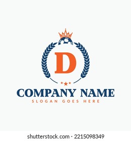 Football Logo On Letter D Template. Sports Icon On D Letter, Initial Football, Sports Sign Concept