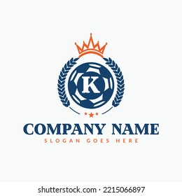 Football Logo On Letter K Template. Sports Icon On 10 Letter, Initial Football, Sports Sign Concept