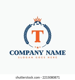 Football Logo On Letter T Template. Sports Icon On T Letter, Initial Football, Sports Sign Concept
