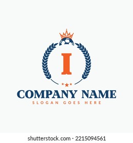 Football Logo On Letter I Template. Sports Icon On I Letter, Initial Football, Sports Sign Concept