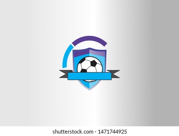 Football logo with shield background vector design