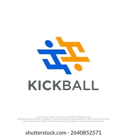 Football logo. Soccer player kick ball ambigram icon logo template