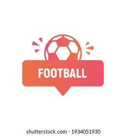 Football logo, sticker, button design. Football sticker template for social media. Trendy modern design with soccer ball icon. Vector illustration 