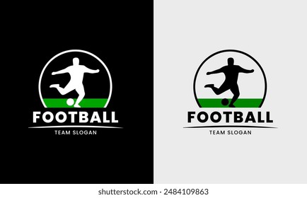 Football logo, football team icon vector, club sports match ball college school play 