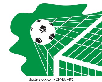 football logo vector. the ball goes into the goal and celebrates the goal which is suitable for football match designs or backgrounds and illustrations and football articles

