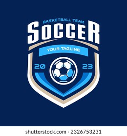 Football logo vector isolated. Football logo with shield background vector design