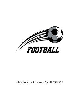 Football Logo Vector. Soccer ball logo flying through the air with curved motion trails.