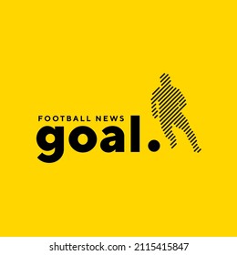 Football logotype template with goal and lawn. Soccer logo concept. Vector illustration isolated on the yellow. Sport icon design.