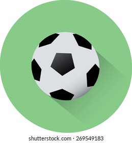 Football with long shadows. Flat style of vector illustration