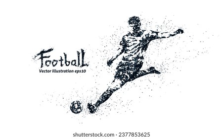 Football male player silhouette in stippled style, bicolor vector illustration.