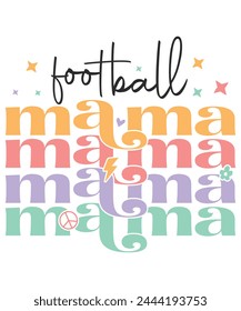 Football mama love retro groovy, mom life, mama of the yar, mothers day