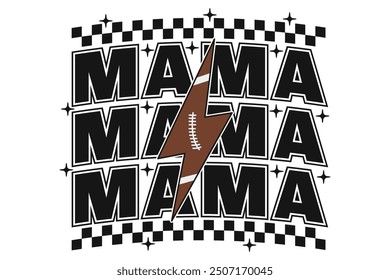 Football Mama Retro Mom Lightning Bolt EPS T-shirt Design