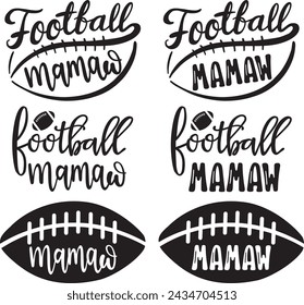 Football mamaw, american football, football love, football family vector illustration file svg
