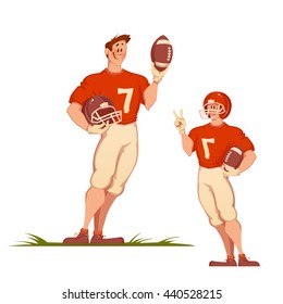 Football man with ball. Sportsman isolated on white. Vector illustration.