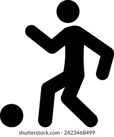 Football man icon. A man playing soccer on play ground. Sports signs and symbols.