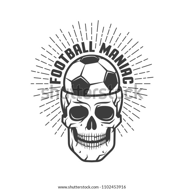 サッカーのマニアのイラスト 頭蓋骨と文字が入ったサッカーボール レトロなスタイル のベクター画像素材 ロイヤリティフリー