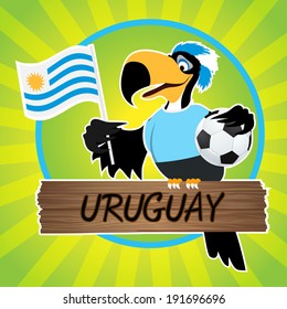 Football Mascot (Bird) Characters with flag on Light Green Background. Vector Illustration Eps. 10