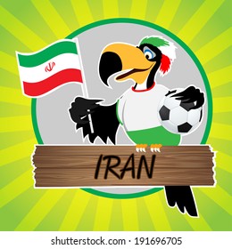 Football Mascot (Bird) Characters with flag on Light Green Background. Vector Illustration Eps. 10