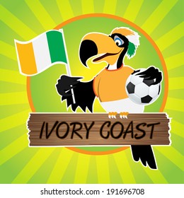 Football Mascot (Bird) Characters with flag on Light Green Background. Vector Illustration Eps. 10