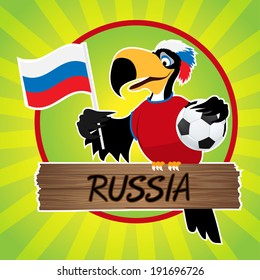 Football Mascot (Bird) Characters with flag on Light Green Background. Vector Illustration Eps. 10