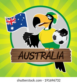 Football Mascot (Bird) Characters with flag on Light Green Background. Vector Illustration Eps. 10