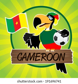 Football Mascot (Bird) Characters with flag on Light Green Background. Vector Illustration Eps. 10