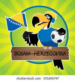 Football Mascot (Bird) Characters with flag on Light Green Background. Vector Illustration Eps. 10