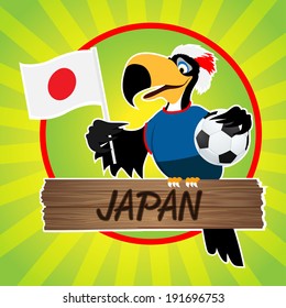 Football Mascot (Bird) Characters with flag on Light Green Background. Vector Illustration Eps. 10