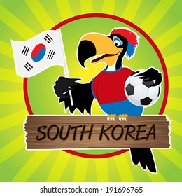 Football Mascot (Bird) Characters with flag on Light Green Background. Vector Illustration Eps. 10