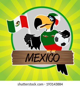 Football Mascot (Bird) Characters with flag on Light Green Background. Vector Illustration Eps. 10 