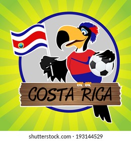 Football Mascot (Bird) Characters with flag on Light Green Background. Vector Illustration Eps. 10 