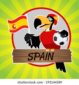 Football Mascot (Bird) Characters with flag on Light Green Background. Vector Illustration Eps. 10 