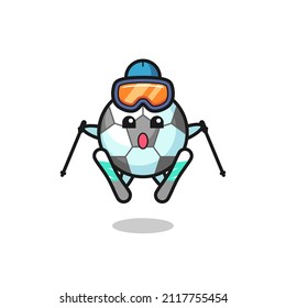 football mascot character as a ski player , cute style design for t shirt, sticker, logo element