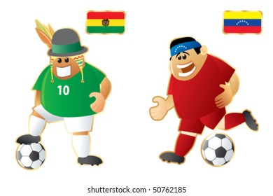 Football mascots Bolivia Venezuela. Vector.