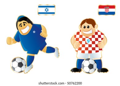Football mascots Israel Croatia. Vector.