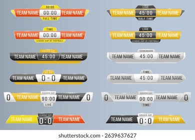 Football match background with score chart spotlight elements sign player win striped layout ball vector design template pictogram flag recreation ground green scheme competition
