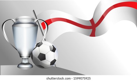 football match, championship in England. London tournament. soccer game. realistic 3d flag on background. vector illustration