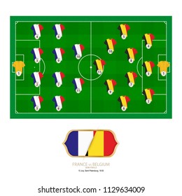 Football match France versus Belgium. 