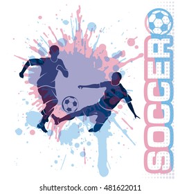 Football match, kick a ball,  composition grunge style, vector illustration