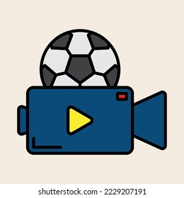 football match live stream icon or camera with ball behind it