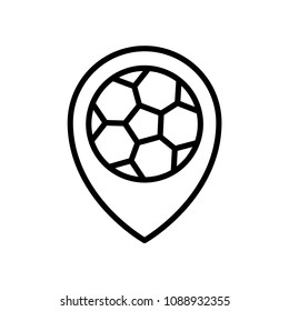 football match location icon. stadium pin locator. simple illustration outline style sport symbol.