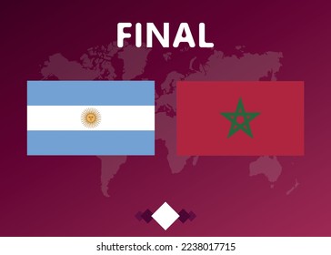 Football match poster between the teams of the Morocco and Argentina