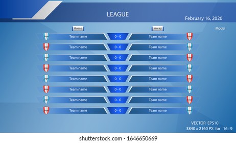 Football Match Schedule Minimalistic Blue Background.