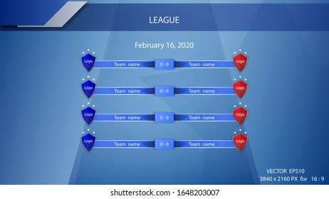 Football Match Schedule Minimalistic Blue Background.