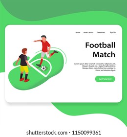 Football Match or Soccer Illustration Landing Page