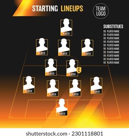 Football match sport graphics black and orange template for online broadcast and social media