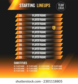 Football match sport graphics black and orange template for online broadcast and social media