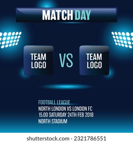 Football match sport graphics blue light template for online broadcast and social media
